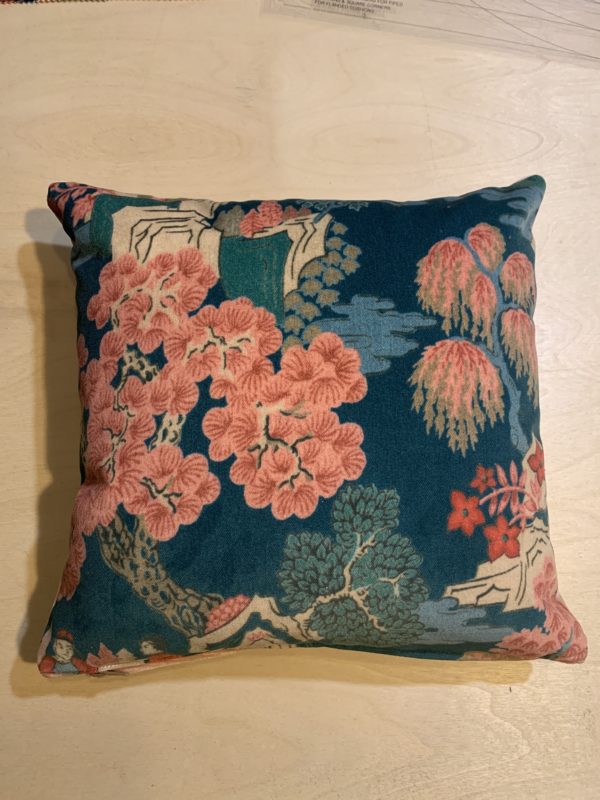 Pink Japanese Blossom Velvet Scatter Cushion