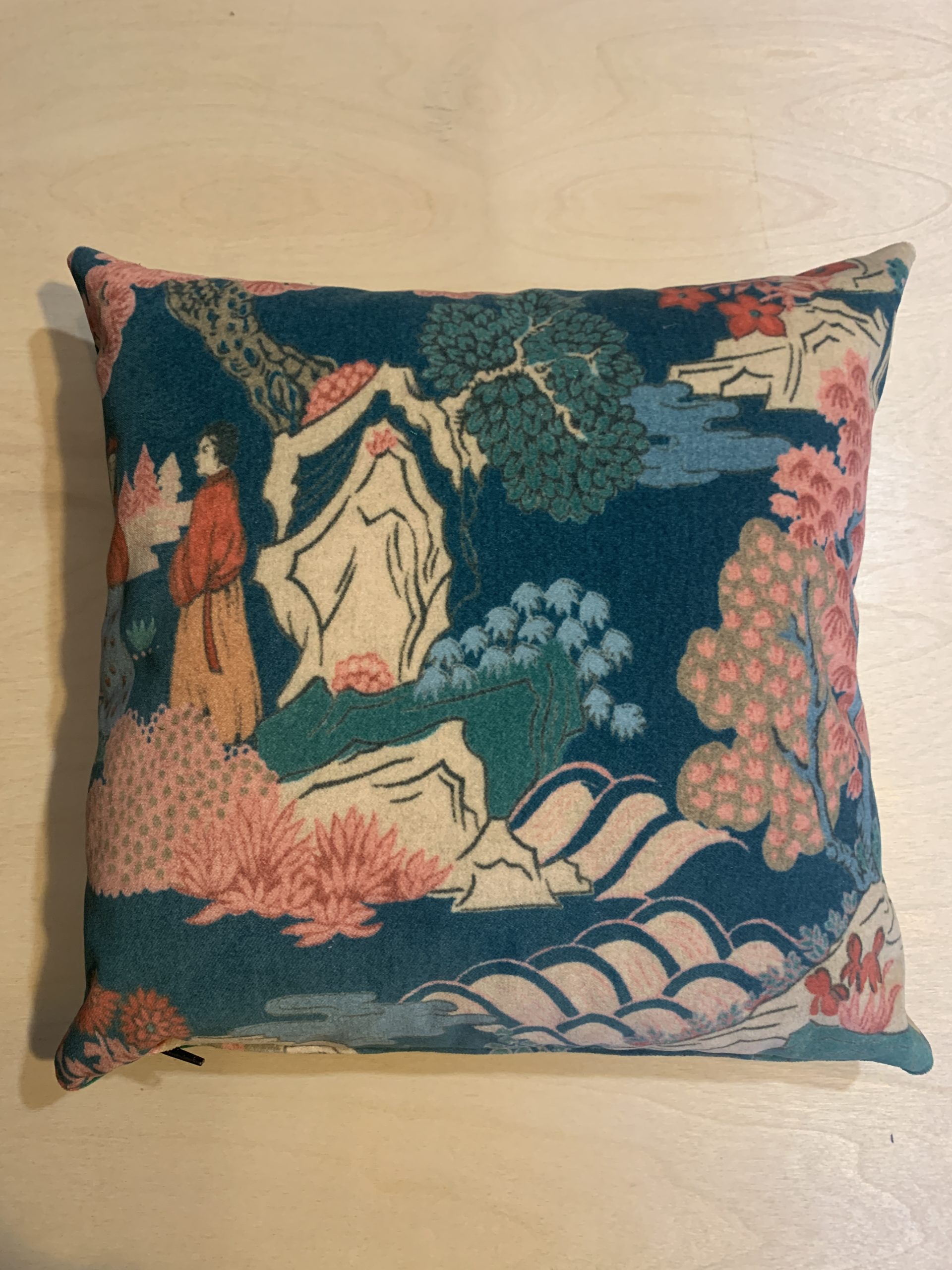 Japanese Blossom Velvet Scatter Cushion