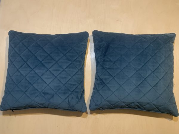 Blue Velvet quilted scatter cushion
